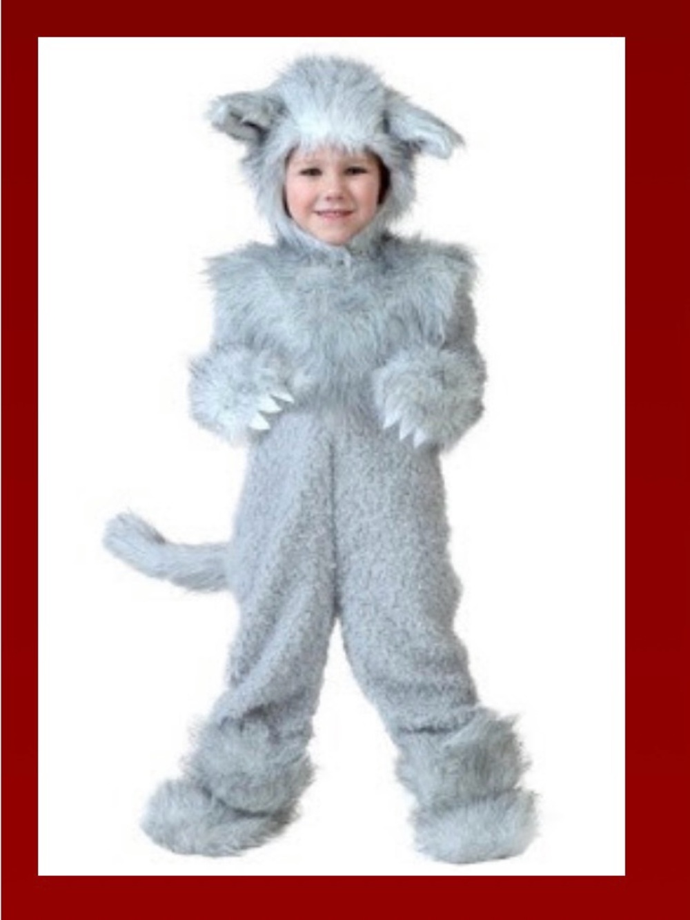Gray Wolf Kids Costume - Plush Hooded Onesie